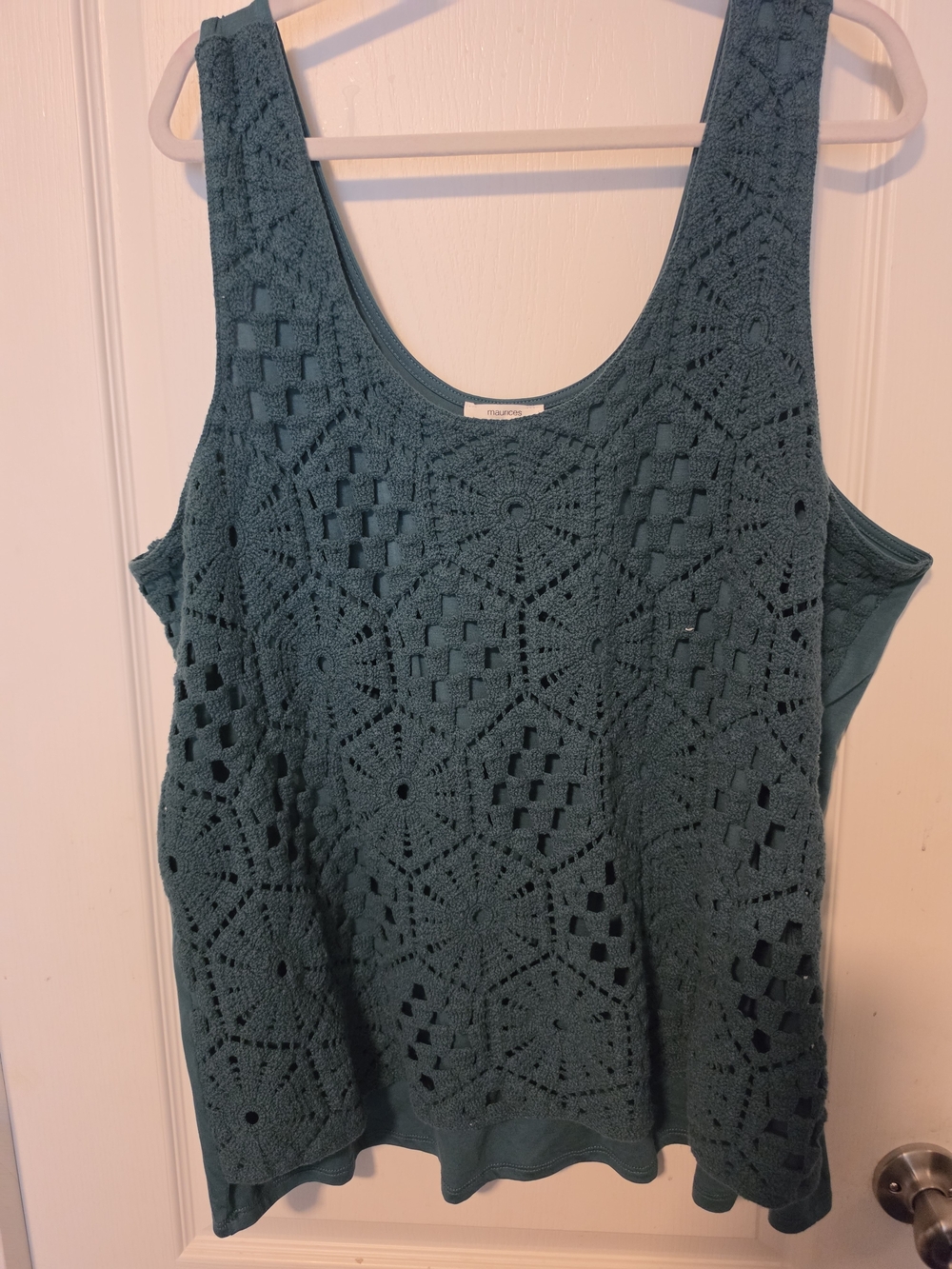 Crochet Overlay Tank Top - Teal/ Green